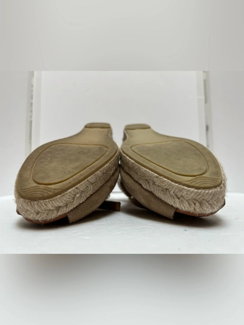 Dalson Spain Taupe Suede Peep Toe Espadrille Wedge Sandals Size 38 US 8
